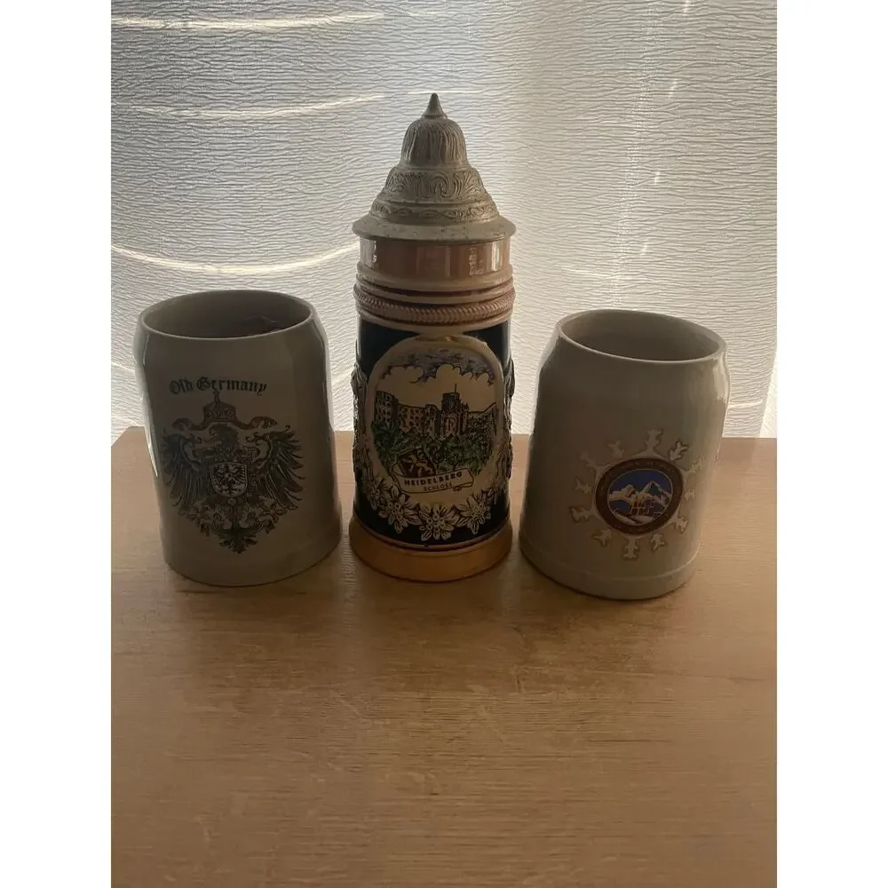 Set of 3 German Beer Steins/ Mugs Vintage drinking